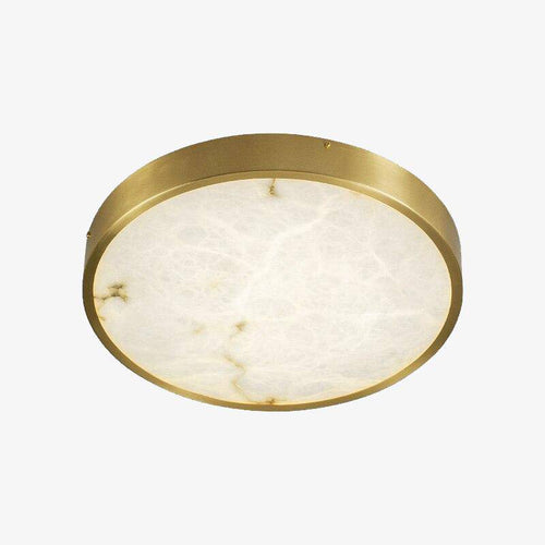 Plafonnier design LED rond en marbre avec bords dorés