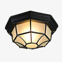 Plafonnier extérieur hexagonale noir à grilles