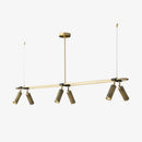 Plafonnier moderne LED base rectangulaire et spots dorés Mael