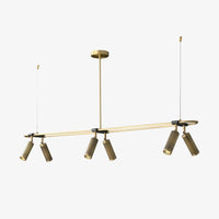 Plafonnier moderne LED base rectangulaire et spots dorés Mael