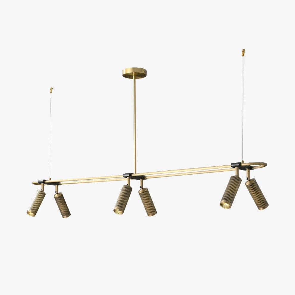 Plafonnier moderne LED base rectangulaire et spots dorés Mael