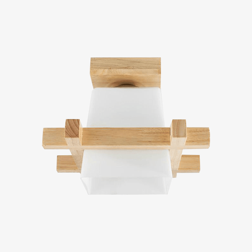 Plafonnier moderne LED en bois et cube style japonais