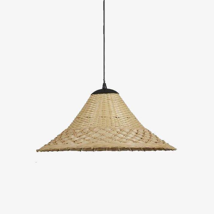 Suspension rustique LED avec abat-jour en rotin