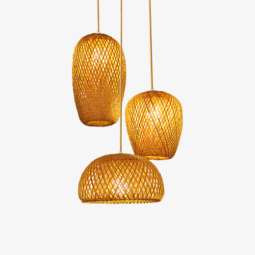 Suspension en rotin LED avec différentes formes arrondies Bamboo - vue 6 sur 9