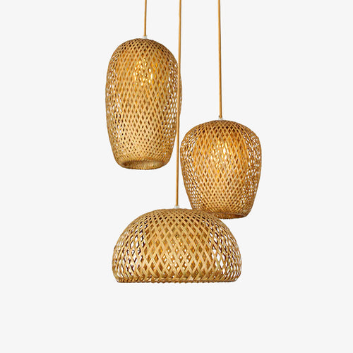 Suspension en rotin LED avec différentes formes arrondies Bamboo - vue 2 sur 9