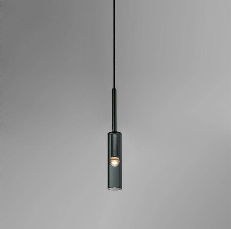 Applique design avec lampe cylindrique en verre fumé suspendue Loft - vue 6 sur 11