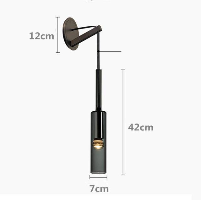 Applique design avec lampe cylindrique en verre fumé suspendue Loft - vue 8 sur 11