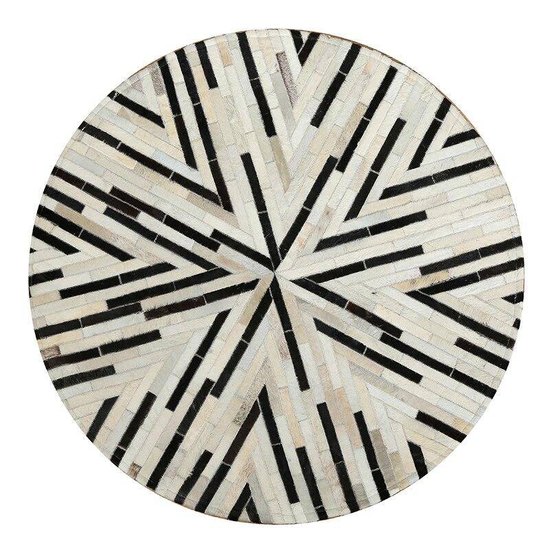 Tapis moderne rond aux formes géométriques noires et blanches Skin - vue 4 sur 3
