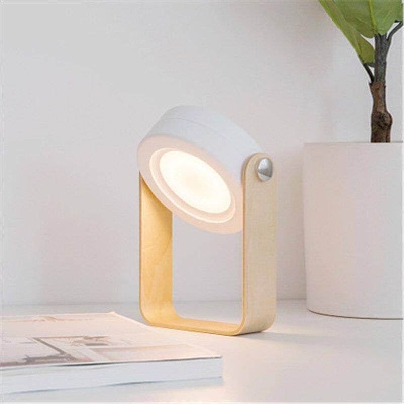 Lampe de bureau et chevet à LED orientable avec support en bois - vue 4 sur 5