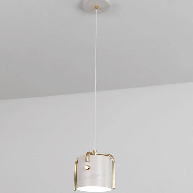 Suspension design LED avec abat-jour en métal coloré style Macaron - vue 6 sur 8
