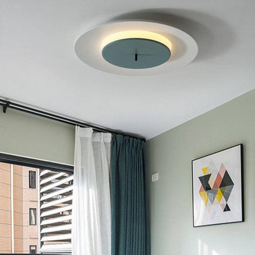 Plafonnier design à LED avec disque en aluminium coloré Macaron - vue 5 sur 9