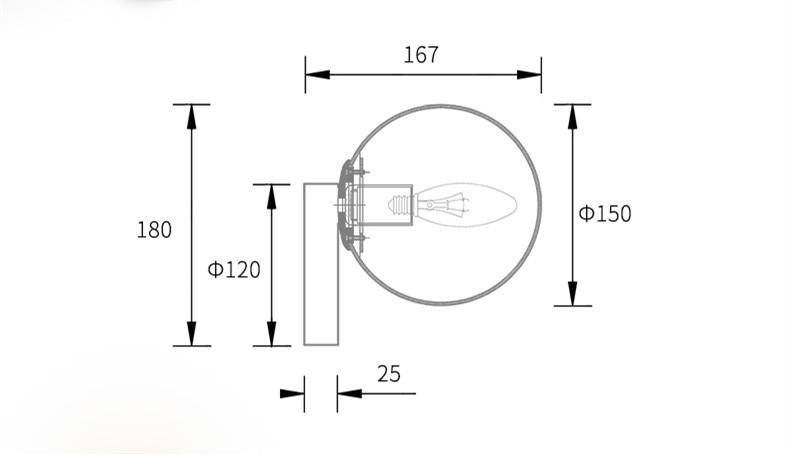 Applique à LED design boule en verre et support rond doré - vue 6 sur 5