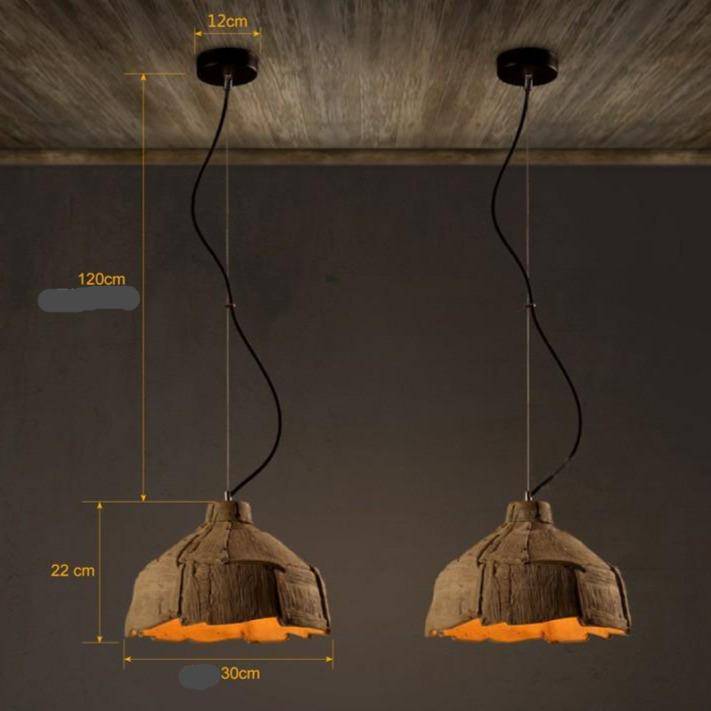 Suspension retro LED avec abat-jour imitation écorce - vue 7 sur 6