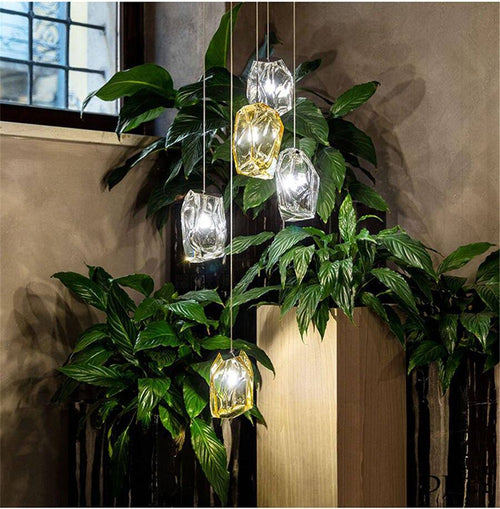 Suspension design à LED en verre cristal coloré Luxury - vue 3 sur 10