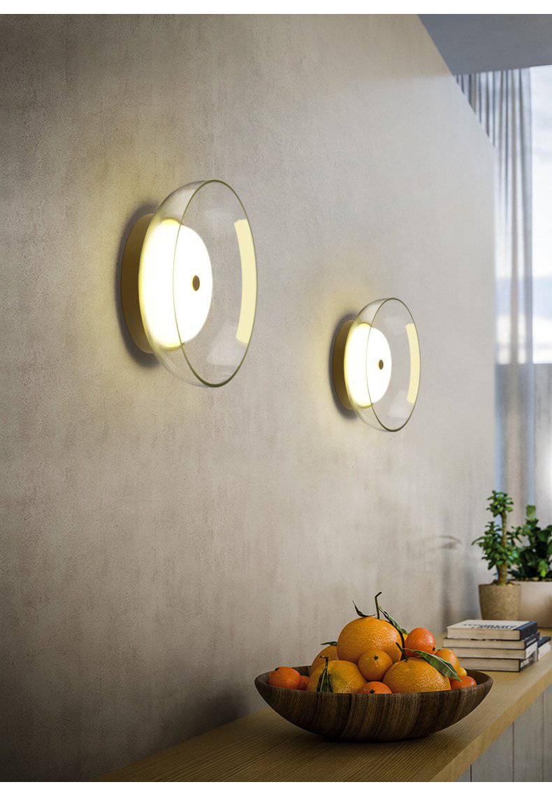 Plafonnier doré rond en verre de plusieurs tailles