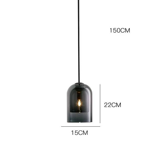 Suspension design tube arrondi en verre fumé - vue 5 sur 9