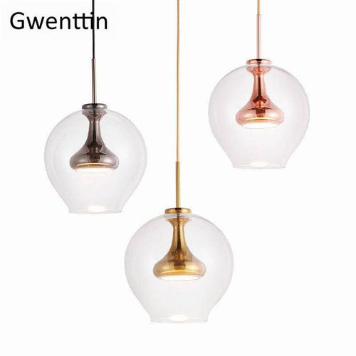 Suspension design LED en métal et boule en verre Denver - vue 4 sur 7