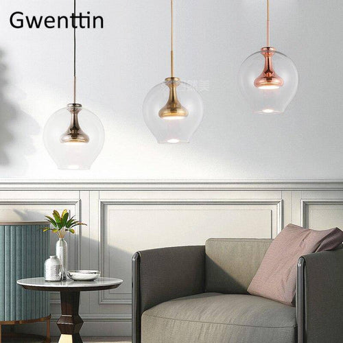 Suspension design LED en métal et boule en verre Denver - vue 3 sur 7