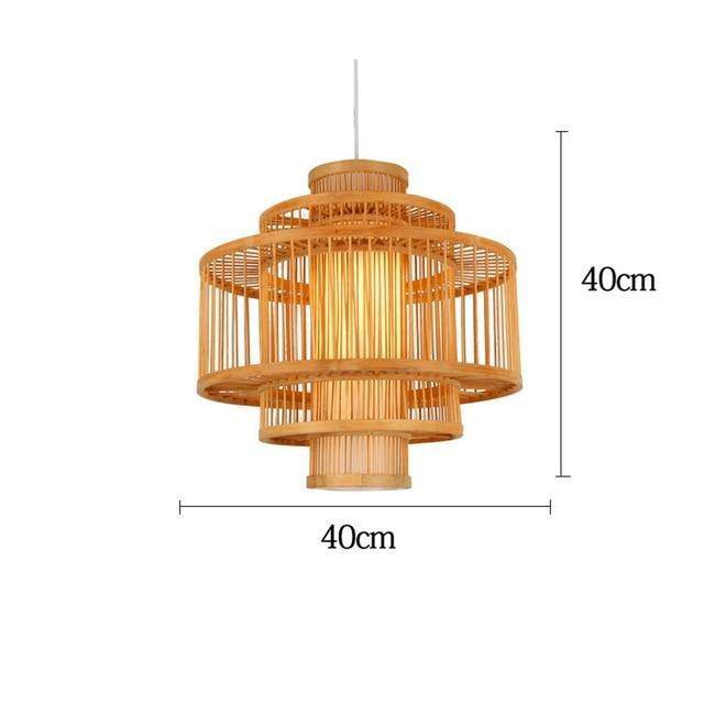 Suspension en bambou LED avec différents cylindres style Asian - vue 6 sur 11