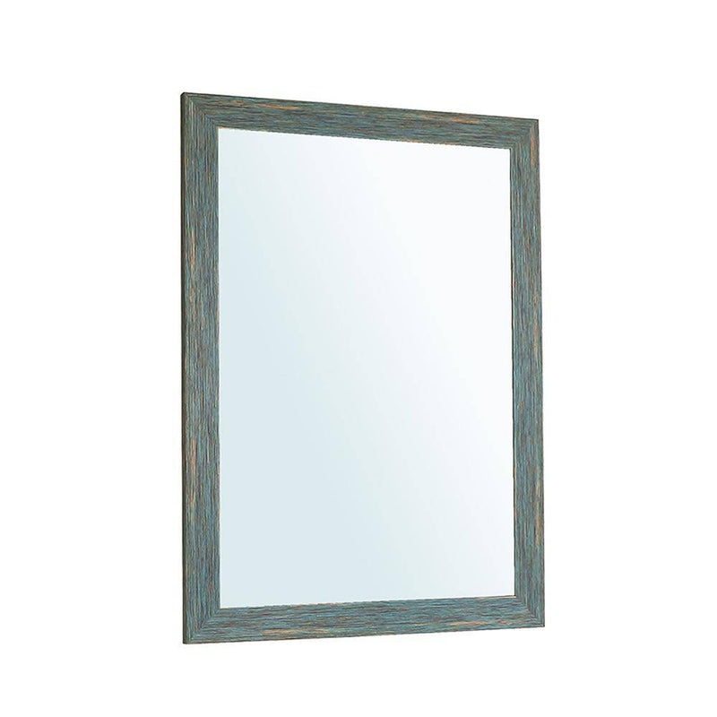 Miroir mural rectangulaire avec cadre bleu retro industriel