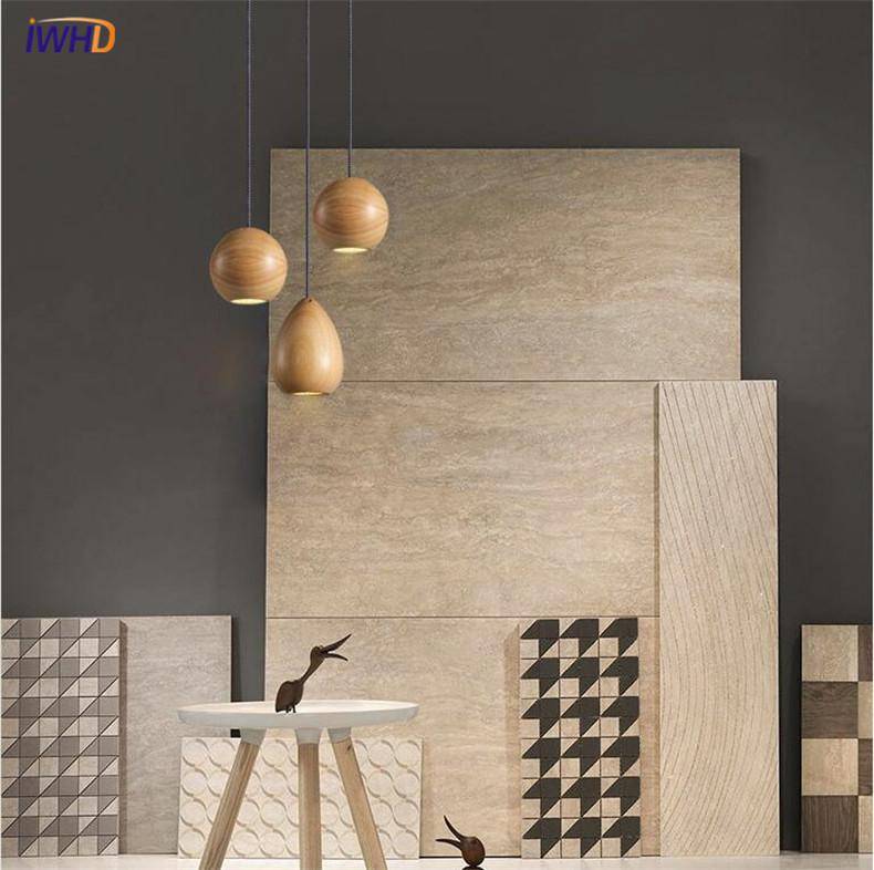 Suspension LED design boule en bois vintage