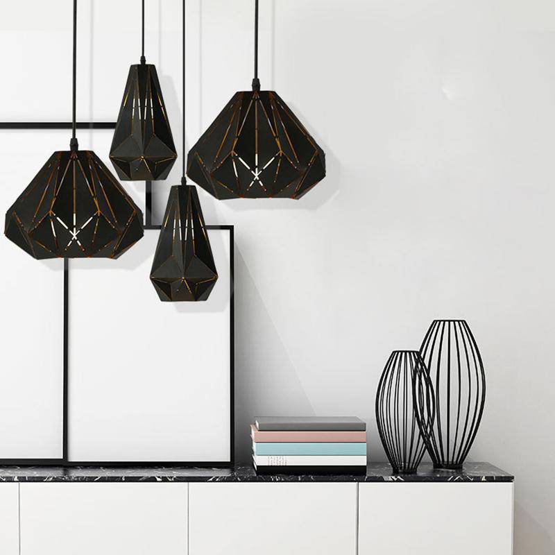 Suspension design rétro en métal noir Loft - vue 3 sur 13