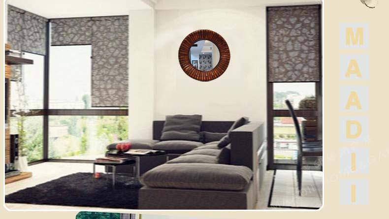 Miroir mural décoratif rond en bois bambou - vue 5 sur 7