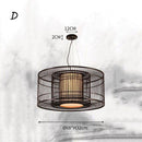 Suspension en rotin LED avec cylindre dans la boule style Tea