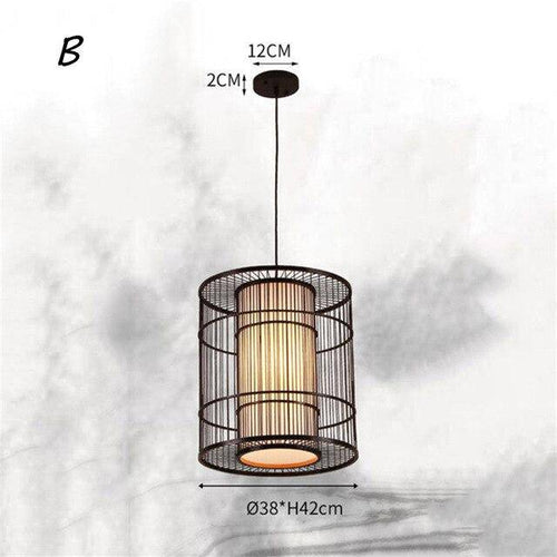 Suspension en rotin LED avec cylindre dans la boule style Tea - vue 5 sur 12