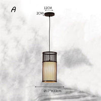 Suspension en rotin LED avec cylindre dans la boule style Tea
