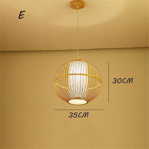 Suspension en rotin LED avec cylindre dans la boule style Tea - vue 12 sur 12