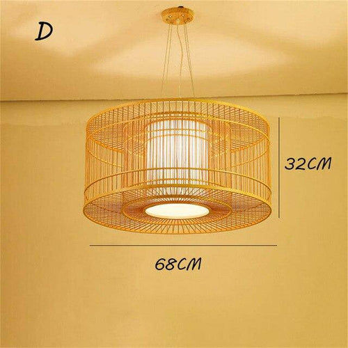Suspension en rotin LED avec cylindre dans la boule style Tea - vue 13 sur 12