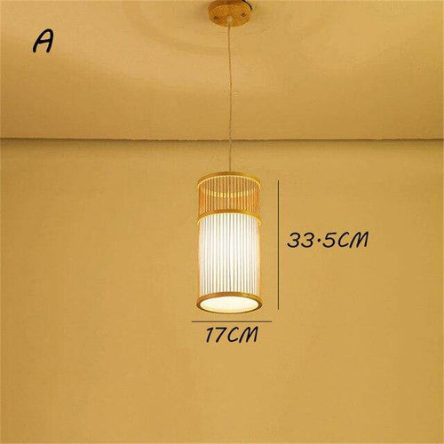 Suspension en rotin LED avec cylindre dans la boule style Tea - vue 11 sur 12