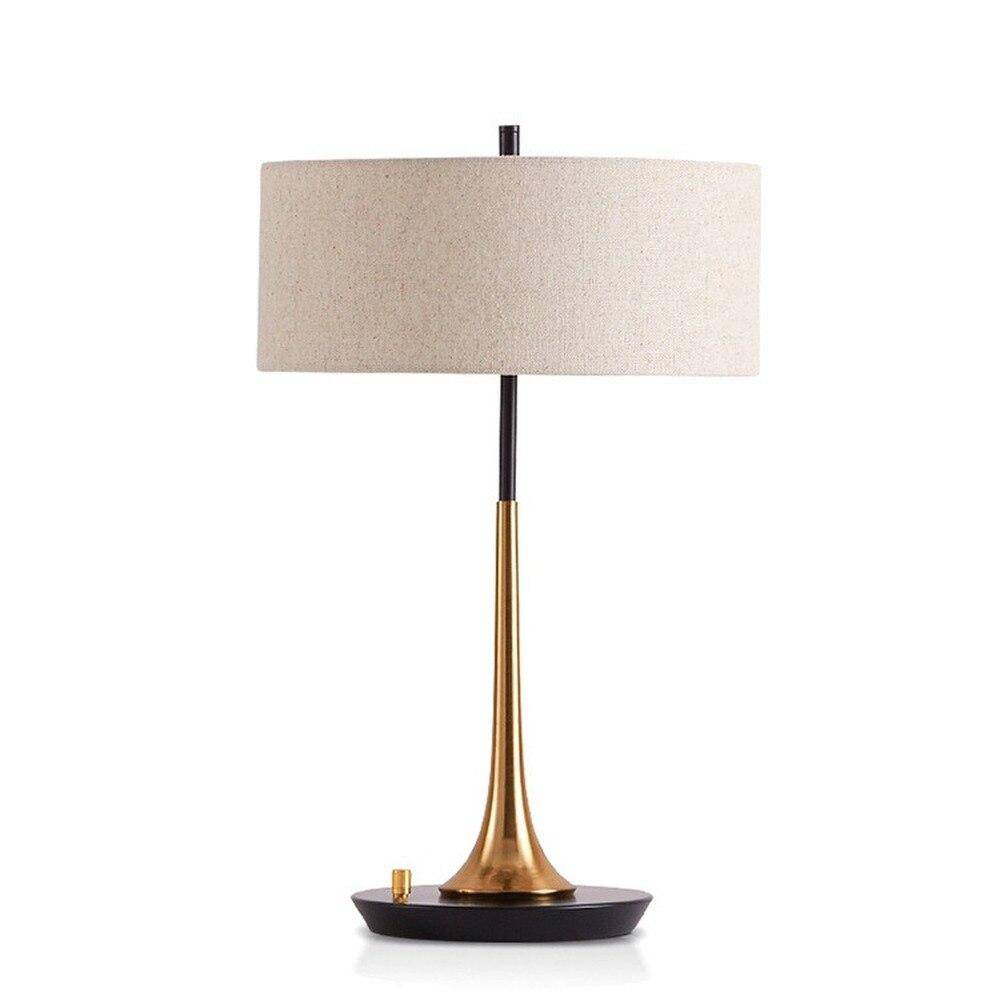 Lampe à poser moderne dorée avec abat-jour en tissu - vue 3 sur 3