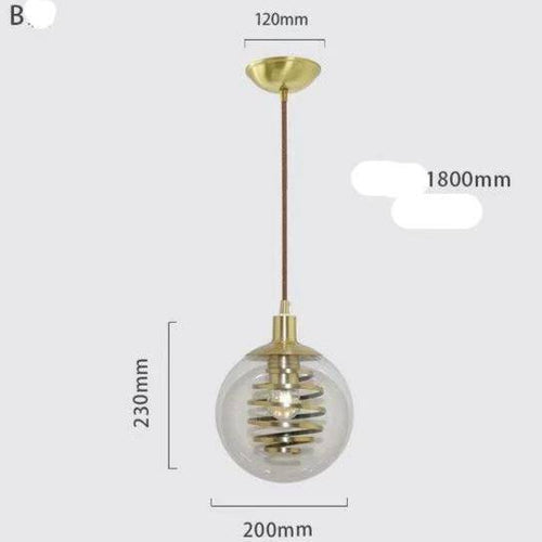 Suspension design en verre avec spirale dorée - vue 7 sur 14