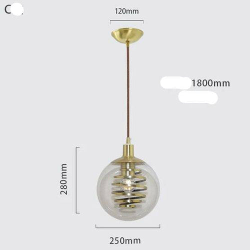 Suspension design en verre avec spirale dorée - vue 14 sur 14