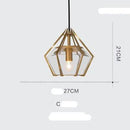 Suspension design à LED en verre et cage dorées