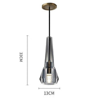 Suspension design en verre conique fumé cristal à LED Luxury