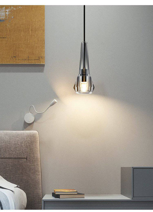 Suspension design en verre conique fumé cristal à LED Luxury - vue 5 sur 4