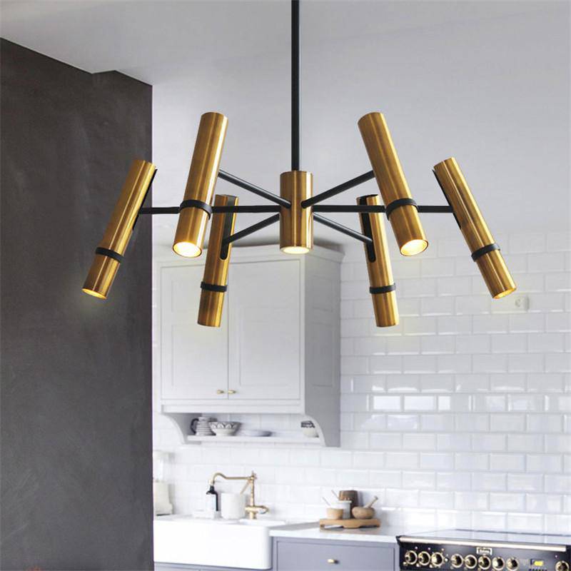 Lustre design à spots tube dorés - vue 2 sur 10