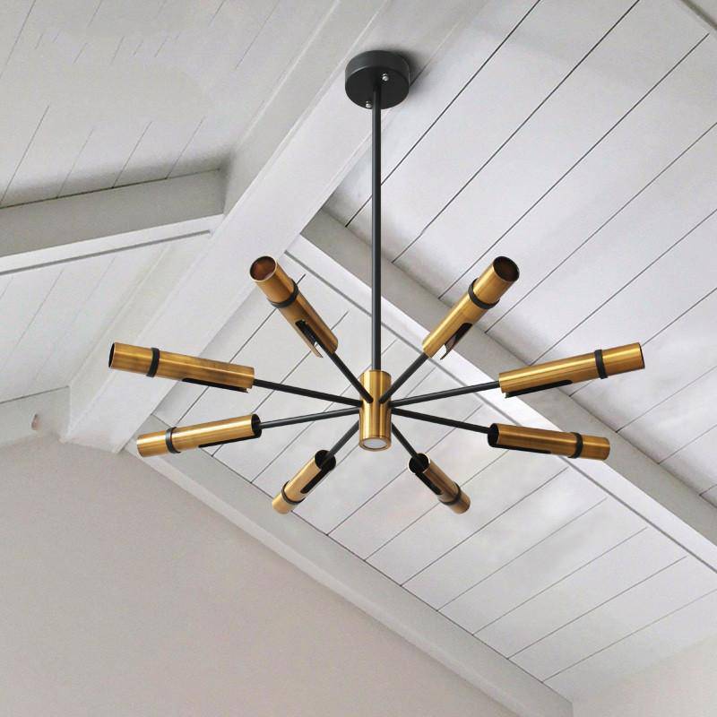 Lustre design à spots tube dorés - vue 6 sur 10