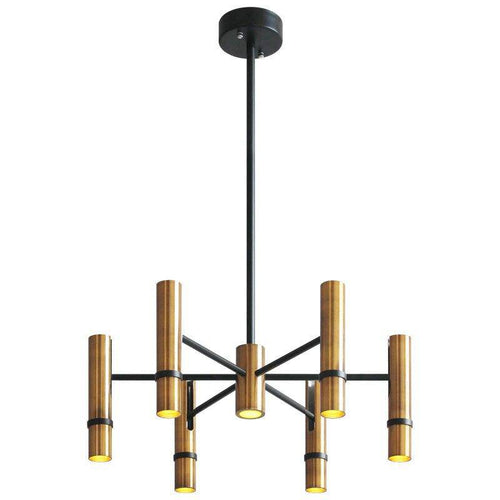 Lustre design à spots tube dorés - vue 4 sur 10