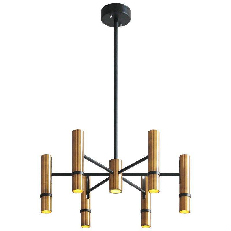 Lustre design à spots tube dorés - vue 3 sur 10