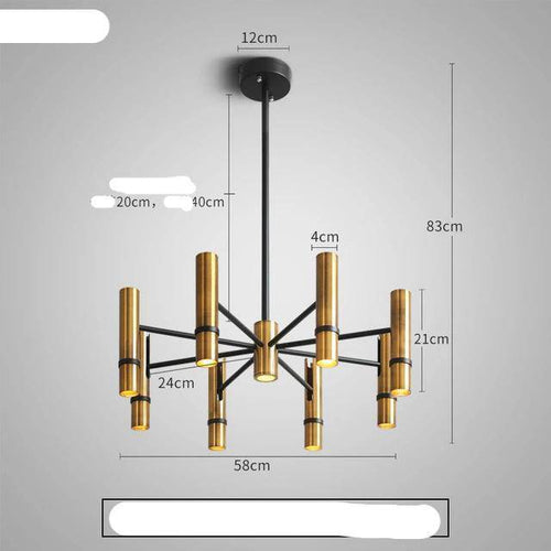 Lustre design à spots tube dorés - vue 6 sur 10