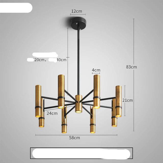 Lustre design à spots tube dorés - vue 5 sur 10
