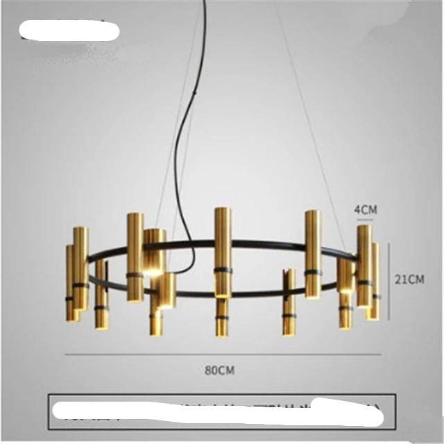 Lustre design à spots tube dorés - vue 4 sur 10