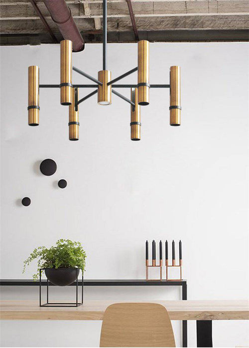 Lustre design à spots tube dorés - vue 11 sur 10