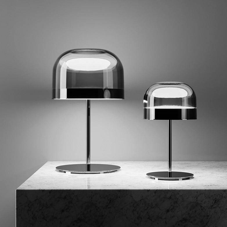 Lampe à poser design LED en métal avec abat-jour en verre style Mushroom - vue 4 sur 10
