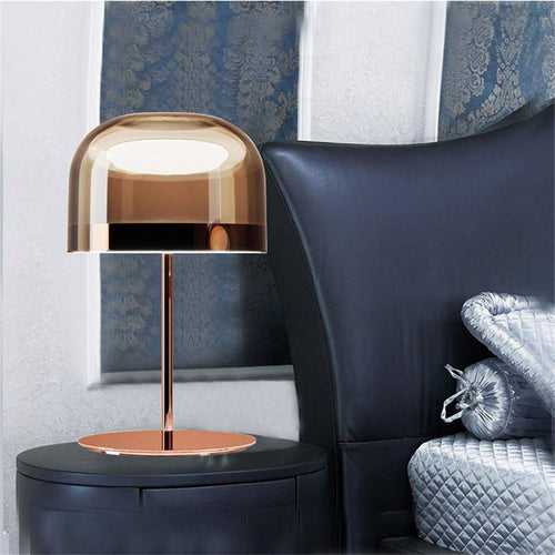 Lampe à poser design LED en métal avec abat-jour en verre style Mushroom - vue 3 sur 10