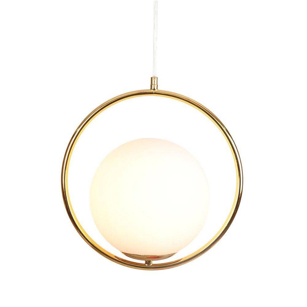 Suspension design LED avec anneau doré et boule en verre Luxury - vue 4 sur 6
